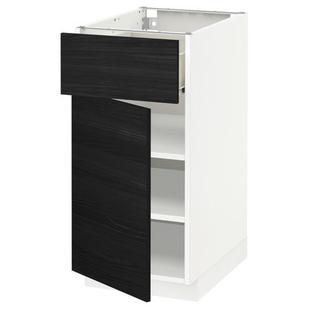 Напольный шкаф с ящиком/дверью, белый, Тингсрид черный 40x60 см IKEA МЕТОД / ФОРВАРА 492.673.47