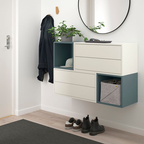 Комбинация настенных шкафов, белый/серо-бирюзовый 105x35x70 см IKEA EKET ЭКЕТ 193.860.64 - фото 2