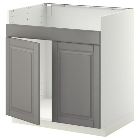 Шкаф для двойной мойки ХАВСЕН, белый/Будбин серый 80x60 см IKEA METOD МЕТОД 294.457.70