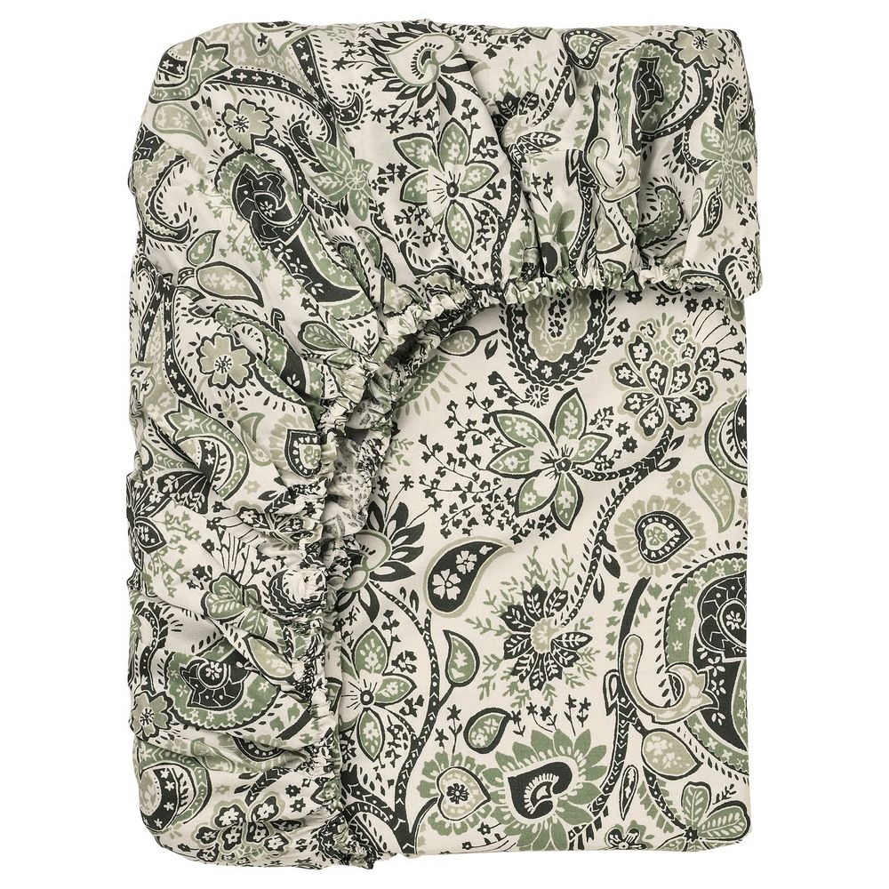 RODGERSIA РОДГЕРСИЯ Простыня натяжная - зеленый/белый 180x200 см - фото 1