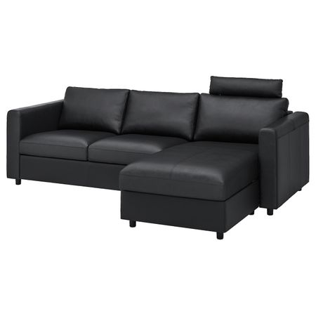 3-местный диван, с козеткой с изголовьем/Гранн/Бумстад черный IKEA VIMLE ВИМЛЕ 493.062.64