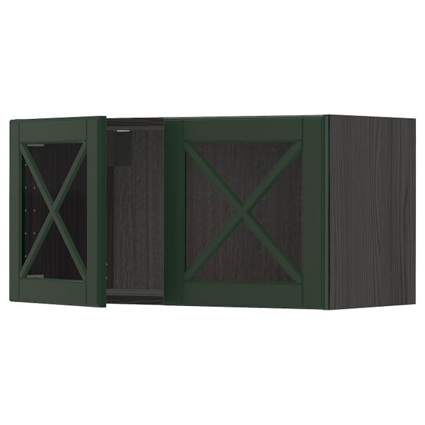 Навесной шкаф с 2 стеклянная дверями, черный/Будбин темно-зеленый 80x40 см IKEA МЕТОД 293.030.54 - схема-чертеж с размерами