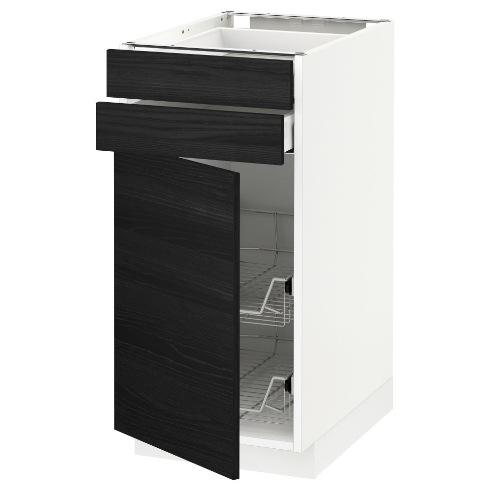 Напольный шкаф, дверца, 2 ящика, проволочных корзин МЕТОД / МАКСИМЕРА, белый, Тингсрид черный - схема-чертеж с размерами