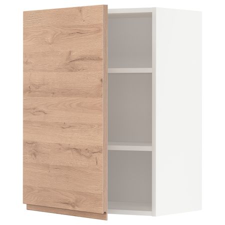Навесной шкаф с полками, белый/Воксторп под дуб 60x80 см IKEA METOD МЕТОД 094.141.90