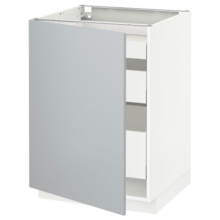 Напольный шкаф с 1 дверцей, 3 ящика МЕТОД / МАКСИМЕРА, белый, Веддинге серый