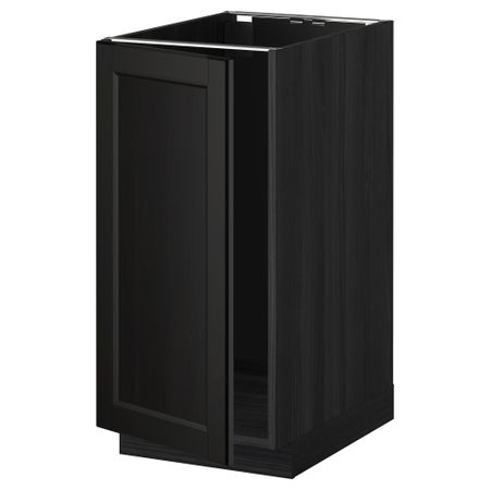 Напольный шкаф для мойки, мусорных контейнер МЕТОД, черный, Лаксарби черно-коричневый (40x60 см)