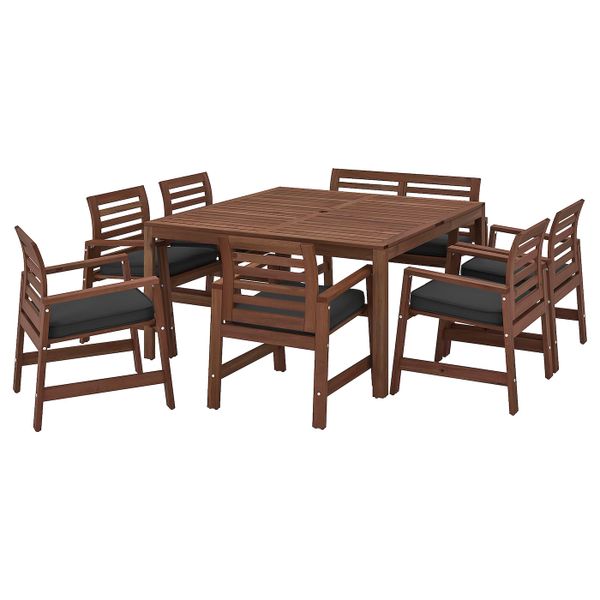 Стол+6кресел+скамья,д/сада, коричневая морилка/ЙЭРПОН/дувхольмен антрацит IKEA ÄPPLARÖ ЭПЛАРО 293.261.40 - фото 1