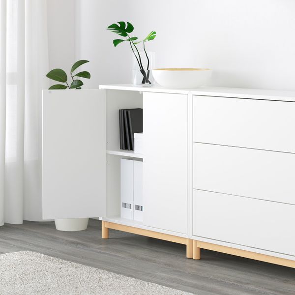 Комбинация шкафов с ножками, белый/под беленый дуб светло-серый, темно-серый 210x35x210 см IKEA ЭКЕТ 392.866.38 - фото 3