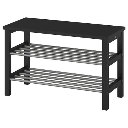 Скамья с полкой для обуви, черный 81x34x50 см IKEA TJUSIG ЧУСИГ 103.889.20