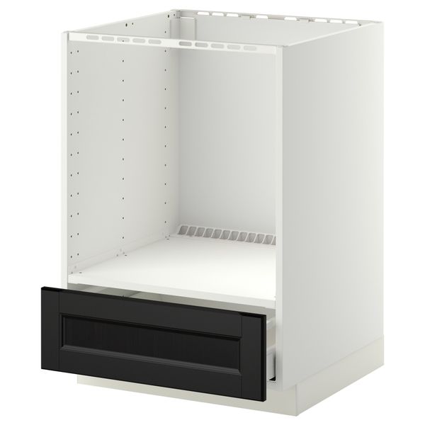 Напольный шкаф для духовки, с ящиком МЕТОД / МАКСИМЕРА, белый, Лаксарби черно-коричневый (60x60 см) - схема-чертеж с размерами