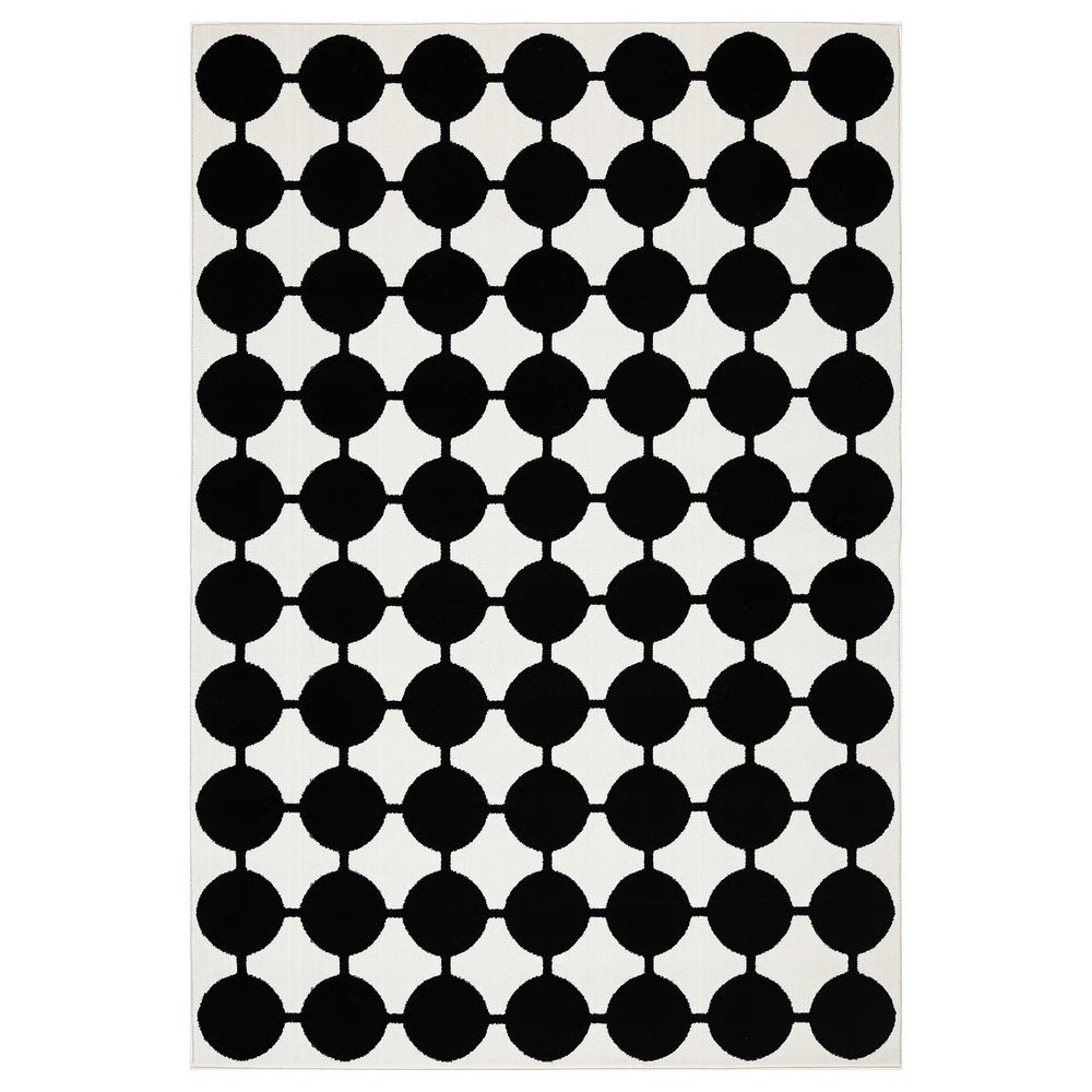 VÄNDPLATS Ковер, короткий ворс - белый/чёрный точечный 133x195 см - фото 1