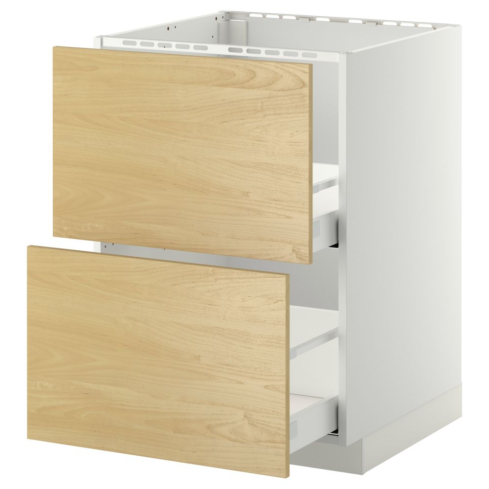 Напольный шкаф под мойку + 2 фронтальных панели, 2 ящика МЕТОД / МАКСИМЕРА, белый, Тингсрид береза - схема-чертеж с размерами