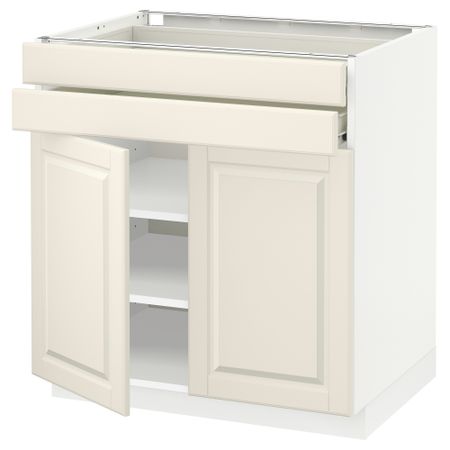 Напольный шкаф, 2 дверцы, 2 ящика МЕТОД / ФОРВАРА, белый, Будбин белый с оттенком (80x60 см)
