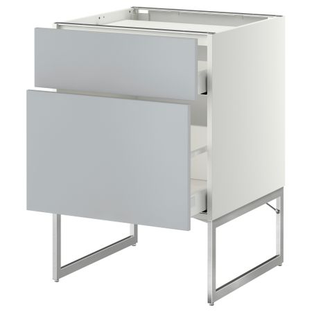 Напольный шкаф, 2 фронтальных панели, 3 ящика МЕТОД / МАКСИМЕРА, белый, Веддинге серый