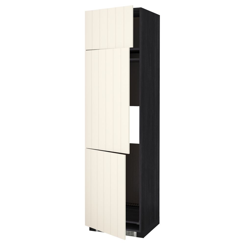 Высокий шкаф для холодильника или морозильника, с 3 дверями МЕТОД, черный, Хитарп белый с оттенком - схема-чертеж с размерами