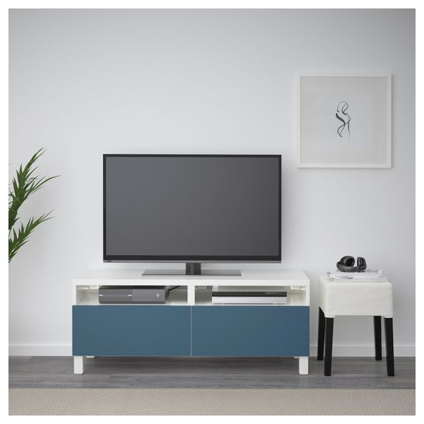 Тумба для ТВ с ящиками БЕСТО, белый, Вальвикен темно-синий - фото 2