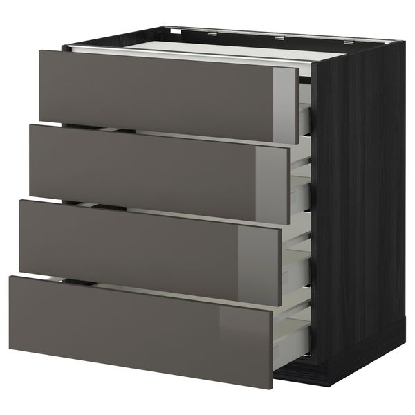 Напольный шкаф, 4 фронтальных панели, 4 ящика МЕТОД / МАКСИМЕРА, черный, Рингульт серый - фото 1