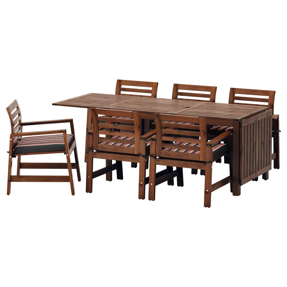 Стол + 6 кресел, для сада ЭПЛАРО, коричневая морилка, Экерон черный - фото 1