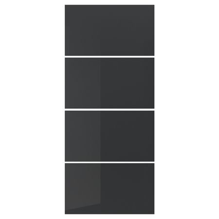 4 панели для рамы раздвижной дверцы, серый стекло 100x236 см IKEA УГГДАЛЬ 803.665.85