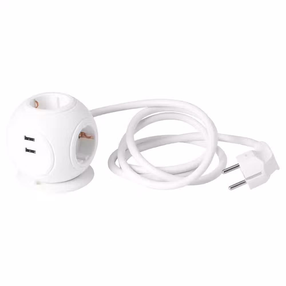 HAGSTA Удлинитель 3-местный/2 USB-порта - схема-чертеж с размерами