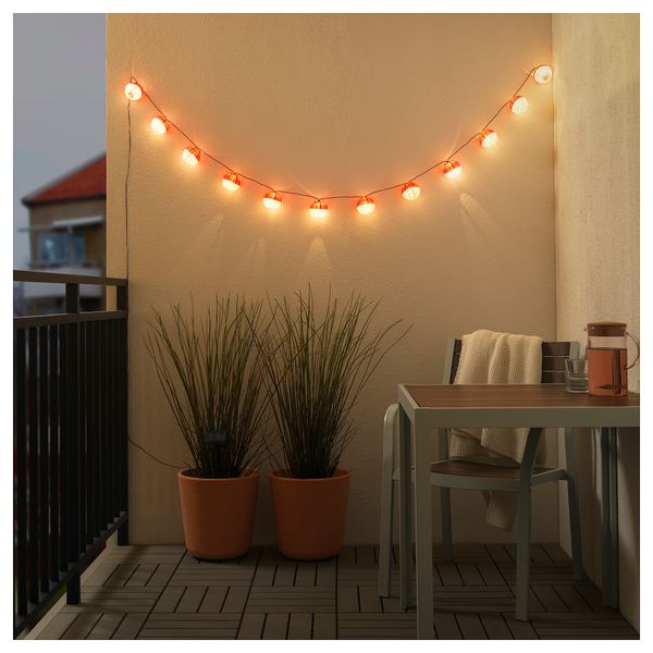 Гирлянда, 12 светодиодов СОЛВИДЕН, для сада, на солнечной батарее красный/белый - фото 2