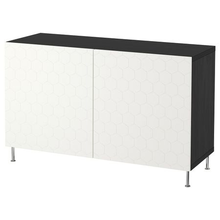 Комбинация для хранения с дверцами, черно-коричневый/вассвик/сталларп белый 120x40x74 см IKEA БЕСТО 892.666.28