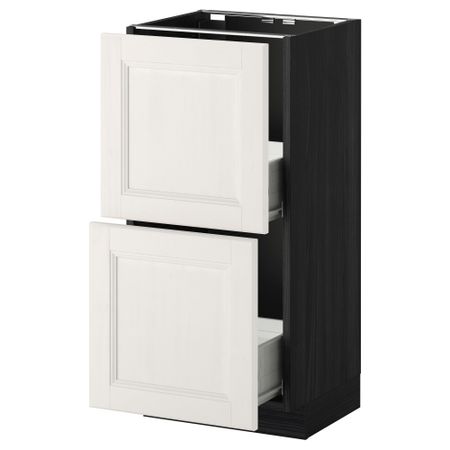 Напольный шкаф с 2 ящиками МЕТОД / ФОРВАРА, черный, Лаксарби белый