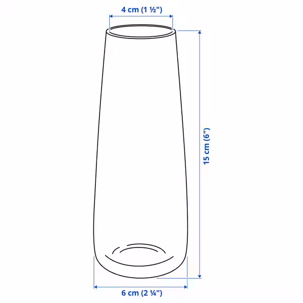 BERÄKNA Ваза - прозрачное стекло 15 см - схема-чертеж с размерами