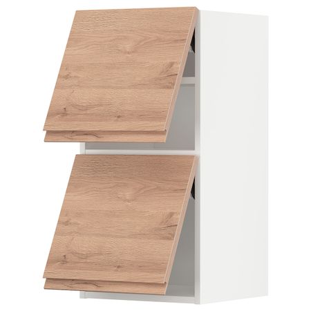 Навесной шкаф, 2 дверцы, горизонтал, белый/Воксторп под дуб 40x80 см IKEA METOD МЕТОД 794.141.82