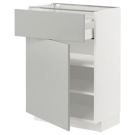 METOD / MAXIMERA Напольный шкаф с ящиком/дверцей - белый/Havstorp светло-серый 60x37 см