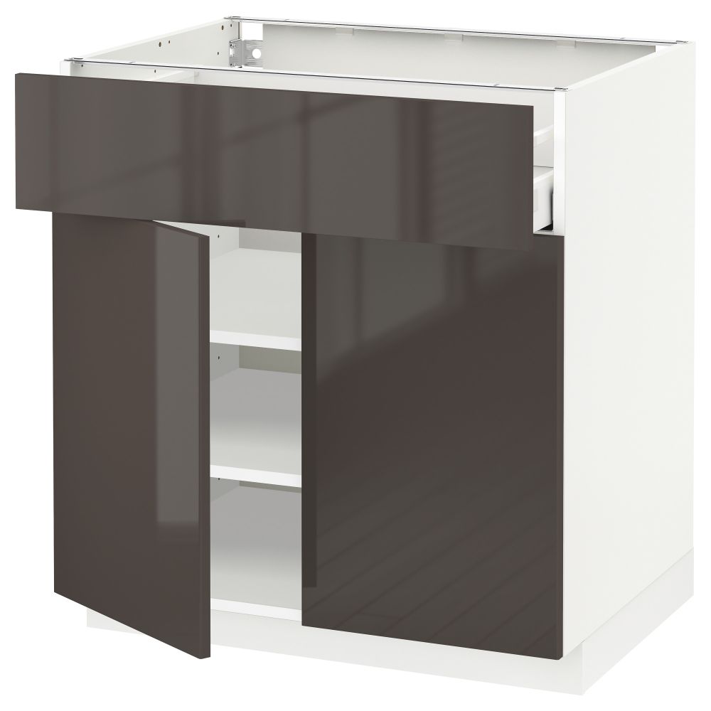 Напольный шкаф + ящик, 2 дверцы МЕТОД / МАКСИМЕРА, белый, Рингульт серый - схема-чертеж с размерами