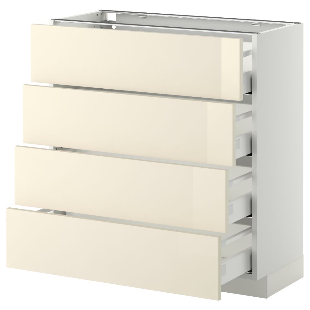Напольный шкаф 4 фронтальных панели, 4 ящика МЕТОД / МАКСИМЕРА, белый, Рингульт кремовый - схема-чертеж с размерами