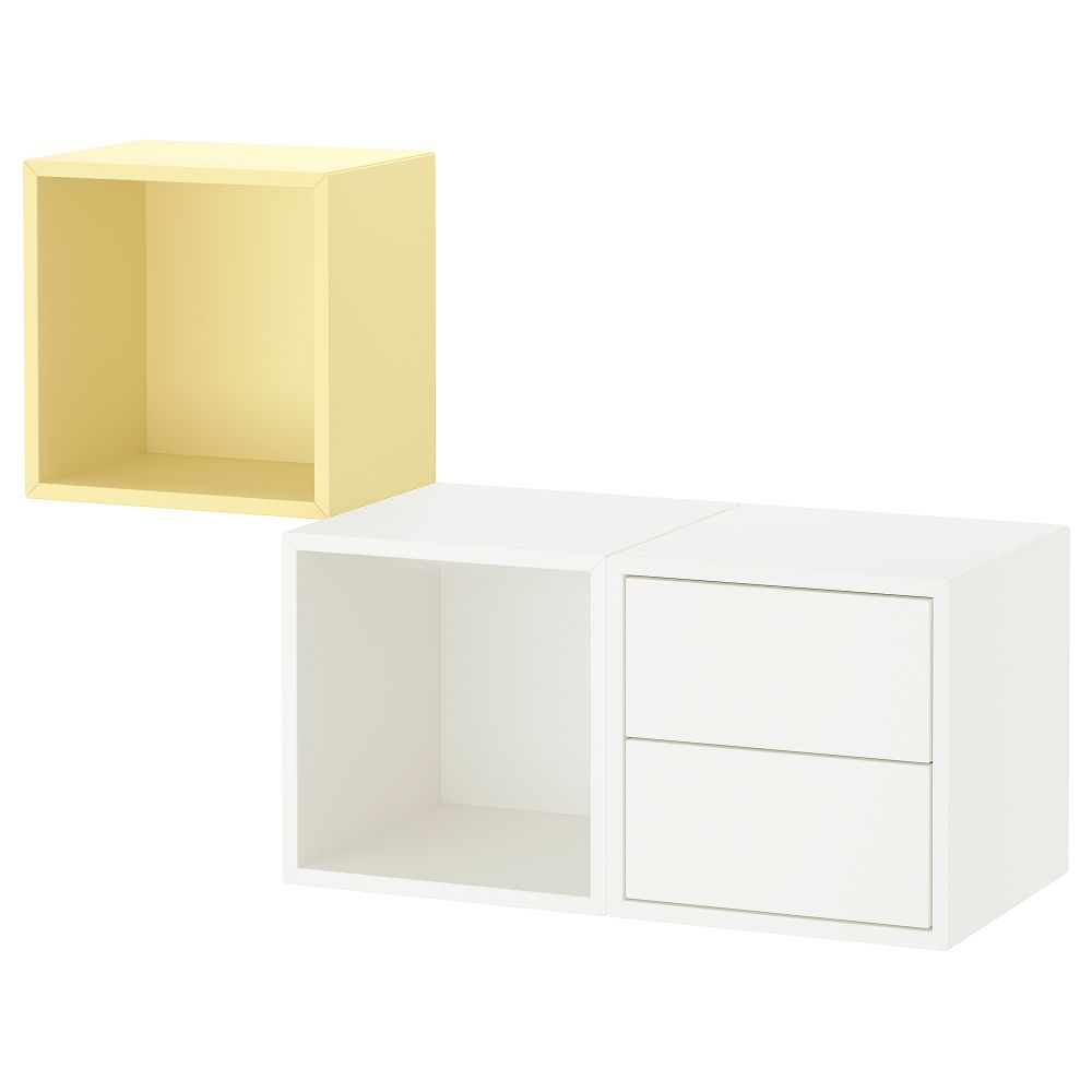 Комбинация для хранения, белый, бледно-желтый, 105x35x70 см IKEA EKET ЭКЕТ 395.216.88 - фото 1