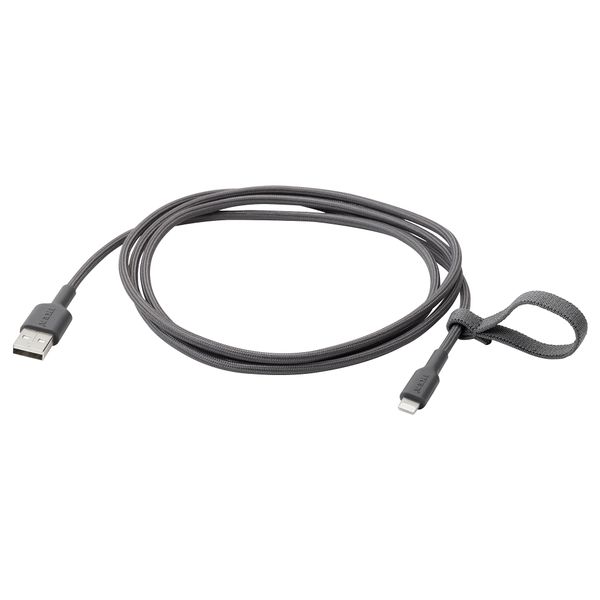 Кабель USB-A–lightning, темно-серый, 1.5 м IKEA LILLÅNGEN ЛИЛЛОНГЕНHULT ЛИЛЛЬХУЛЬТ 005.275.92 - фото 2