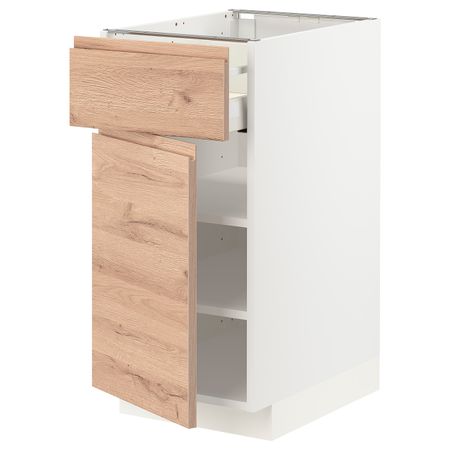 Напольный шкаф с ящиком/дверцей, белый/Воксторп под дуб 40x60 см IKEA METOD МЕТОД / MAXIMERA МАКСИМЕРА 194.142.79