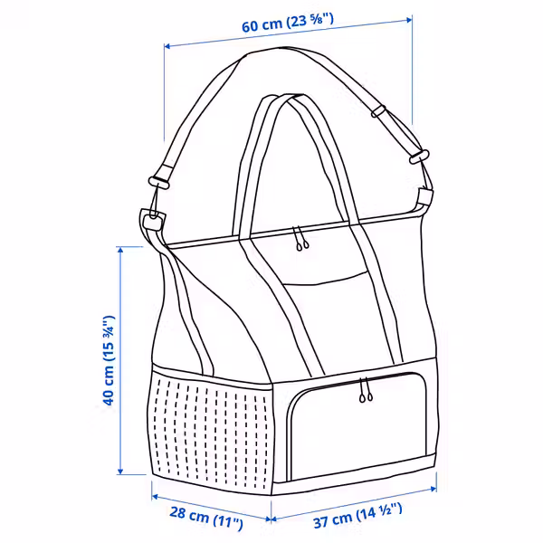 KLOTPIL Сумка-холодильник 38x24x40 см - схема-чертеж с размерами