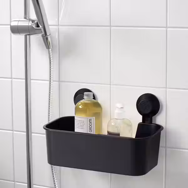 TISKEN Корзина/полка на присосках - чёрный - схема-чертеж с размерами