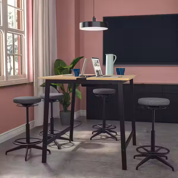 MITTZON МИТТЗОН Конференц-стол - дубовый шпон/чёрный 120x108x105 см - фото 2