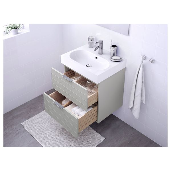 Шкаф для раковины с 2 ящиками ГОДМОРГОН / БРОВИКЕН, светло-серый (61x49x68 см) - схема-чертеж с размерами