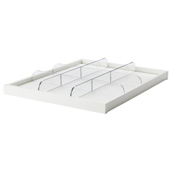 Выдвижная полка с разделителем, белый, прозрачный 50x58 см IKEA КОМПЛИМЕНТ 192.429.66 - фото 1