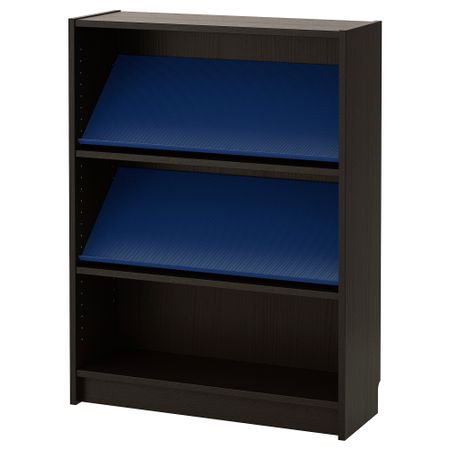 Стеллаж с наклонной полкой БИЛЛИ / БОТТНА, черно-коричневый, синий (80x28x106 см)