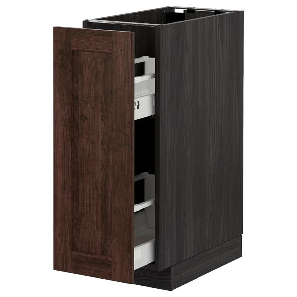 Напольный шкаф, выдвижной внутри элем, черный/Эдсерум коричневый 30x60 см IKEA МЕТОД 593.021.66 - схема-чертеж с размерами