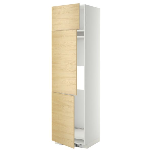 Высокий шкаф для холодильника или морозильника, с 3 дверями МЕТОД, белый, Тингсрид береза - схема-чертеж с размерами