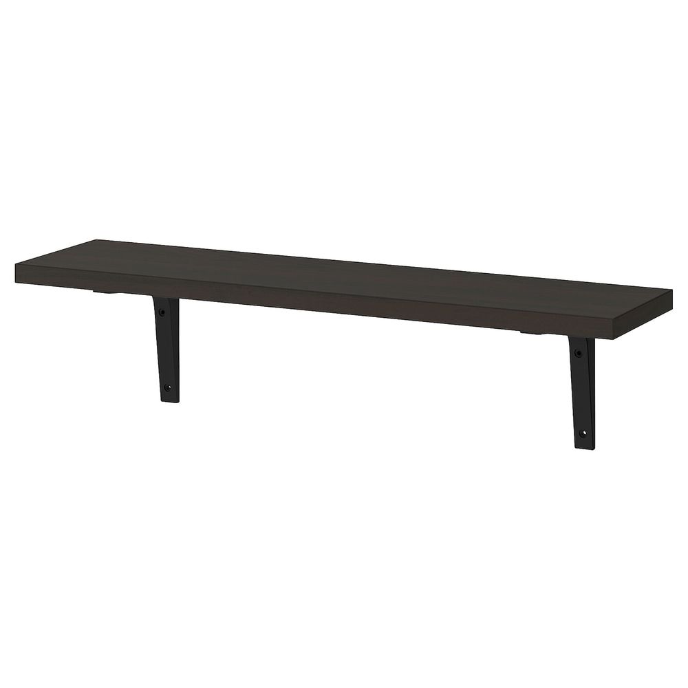 Полка навесная, коричнево-чёрный, черный 80x20 см IKEA БЕРГСХУЛЬТ / ЭКБИ СТЁДИС 392.906.40 - фото 1