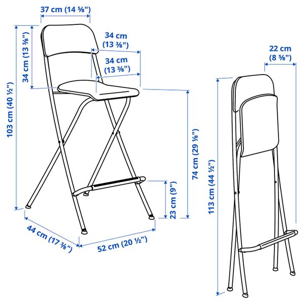 Стул барный, складной, черный/черный 74 см IKEA FRANKLIN ФРАНКЛИН 804.067.94 - фото 3