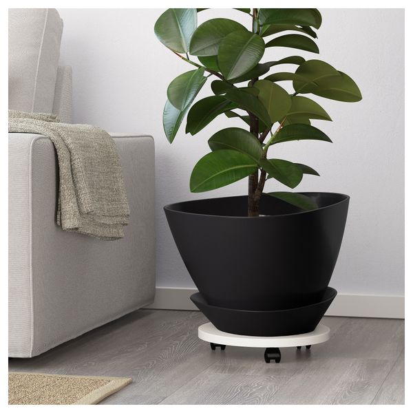 Горшок цветочный с поддоном БИГАРРО, черный д/дома/улицы, черный (32 см) - схема-чертеж с размерами