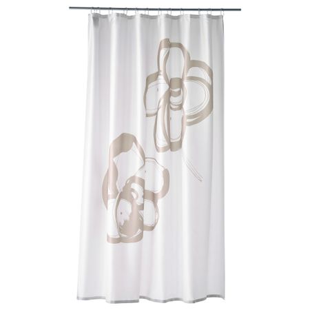 Штора для ванной СУММЕЛЬН, белый, бежевый (180x200 см)