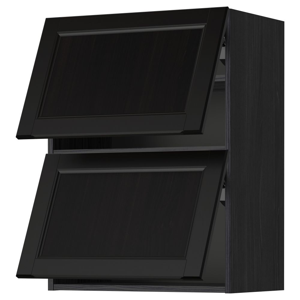 Навесной шкаф, 2 дверцы, горизонтальный МЕТОД, черный, Лаксарби черно-коричневый - схема-чертеж с размерами