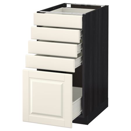 Напольный шкаф с 5 ящиками МЕТОД / ФОРВАРА, черный, Будбин белый с оттенком