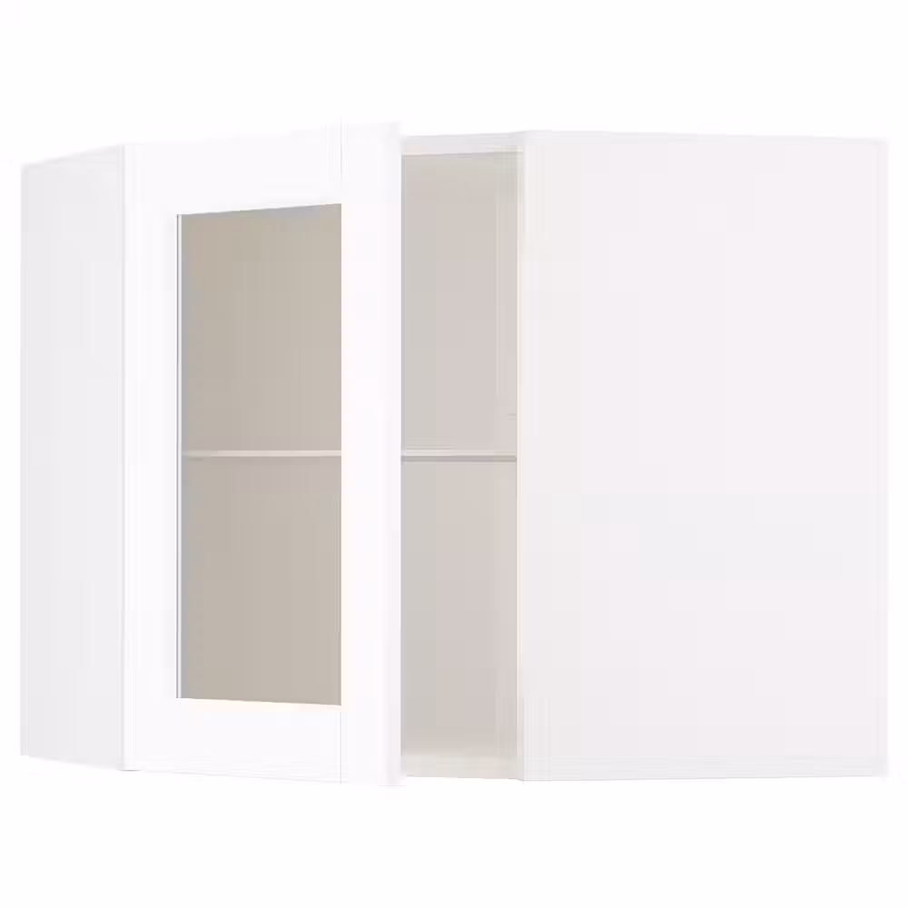 METOD Углов навесн шкаф с полками/сткл дв - фото 1